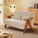 Foldable reclining sofa with armrest in cotton linen fabric for comfortable seating